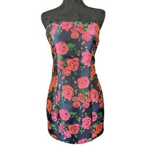 Lulus Bloom to Perfection Strapless Floral Jacquard Mini Dress Women's Size S
